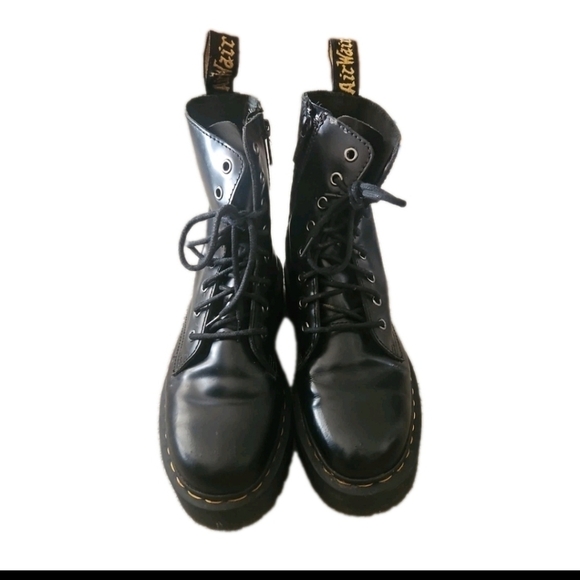 Dr. Marten Unisex Black Jadon Platform Boot In Black In Polished Smooth 9W 8M - Picture 5 of 15